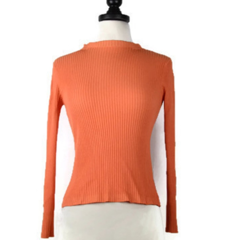 Tango Orange Ribbed Turtleneck Sweater Top
